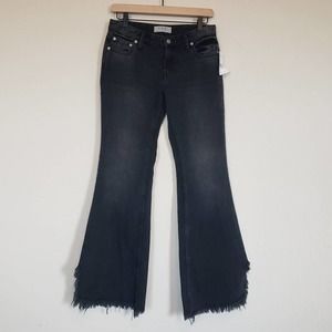 NWT Free People Black Ash Vintage Flare Jeans Raw Hem